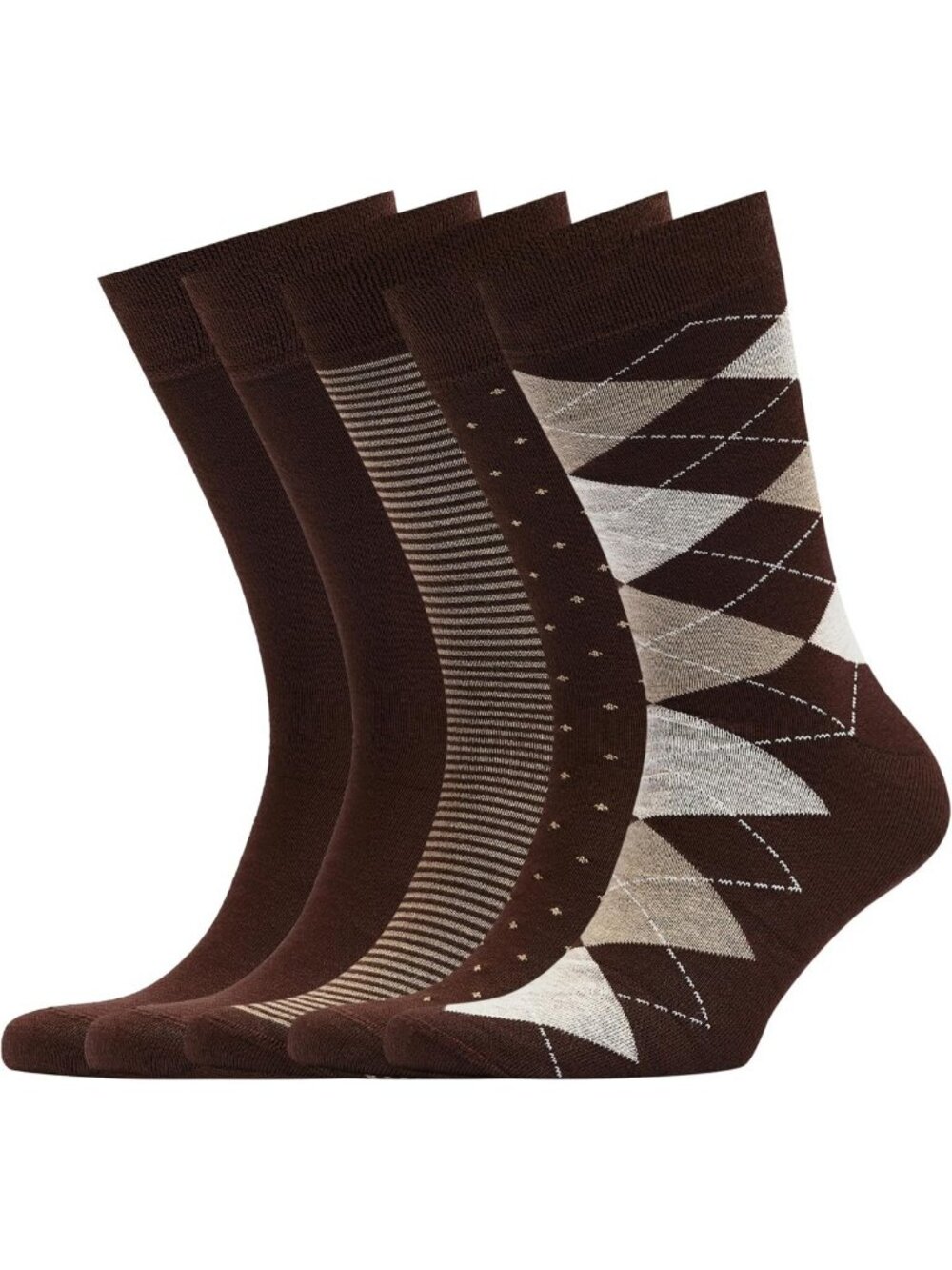 Men's Bamboo Rayon Dress Socks 5-Pack, Crew Style, Colorful Designs, Gift Ready